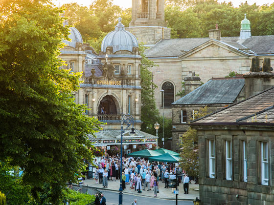 People milling around outside Buxton Opera House