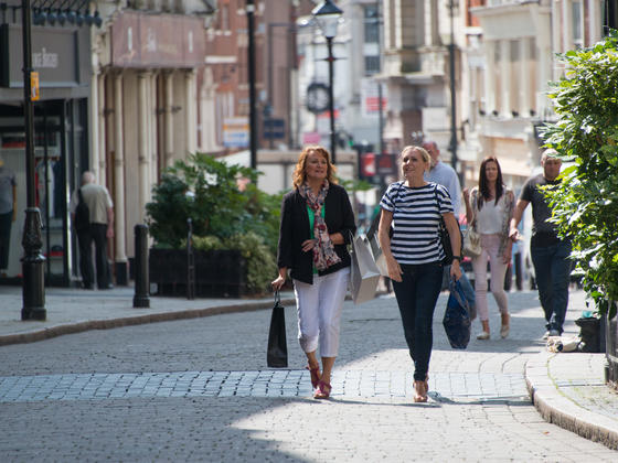 People shopping in Derby City Centre