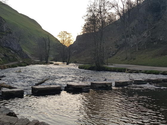 Stepping stones across the river at Dovedale